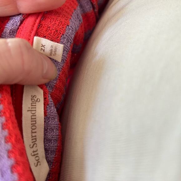 Soft Surroundings Serene Button Collar Striped Knit Sweater, Size 2X - Picture 8 of 8